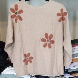 Floral Patterned Beige Sweater